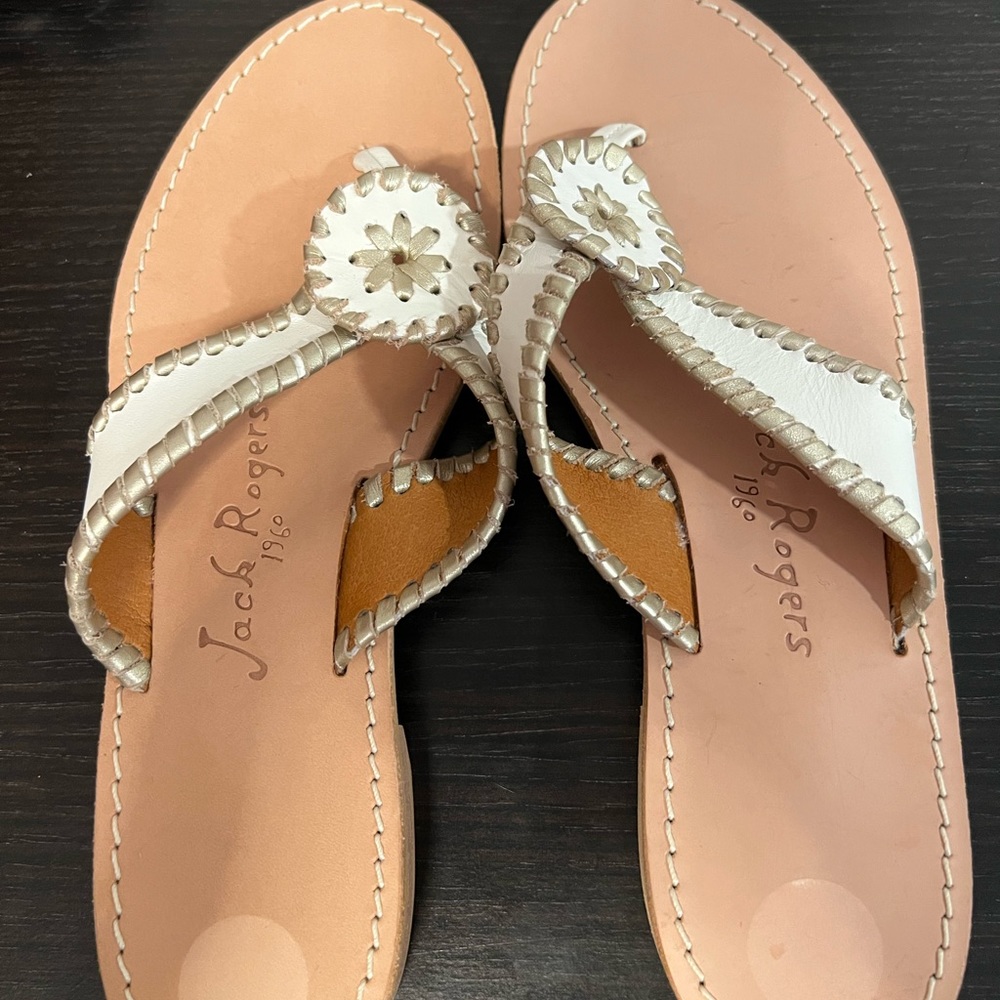 White and gold Jack rogers